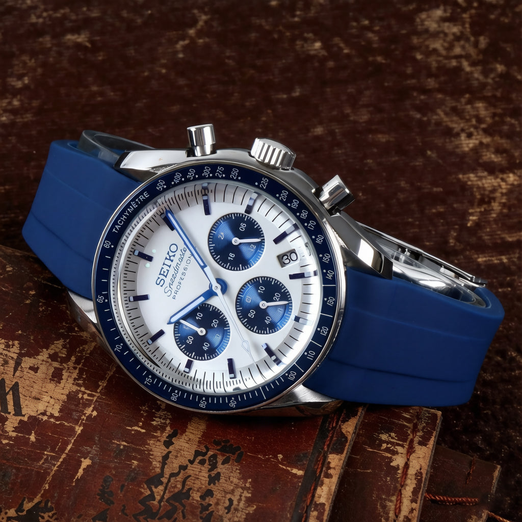 Custom Seiko Blue Racing Chronograph Mod Watch