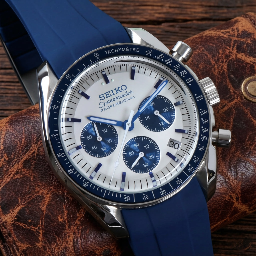 Custom Seiko Blue Racing Chronograph Mod Watch