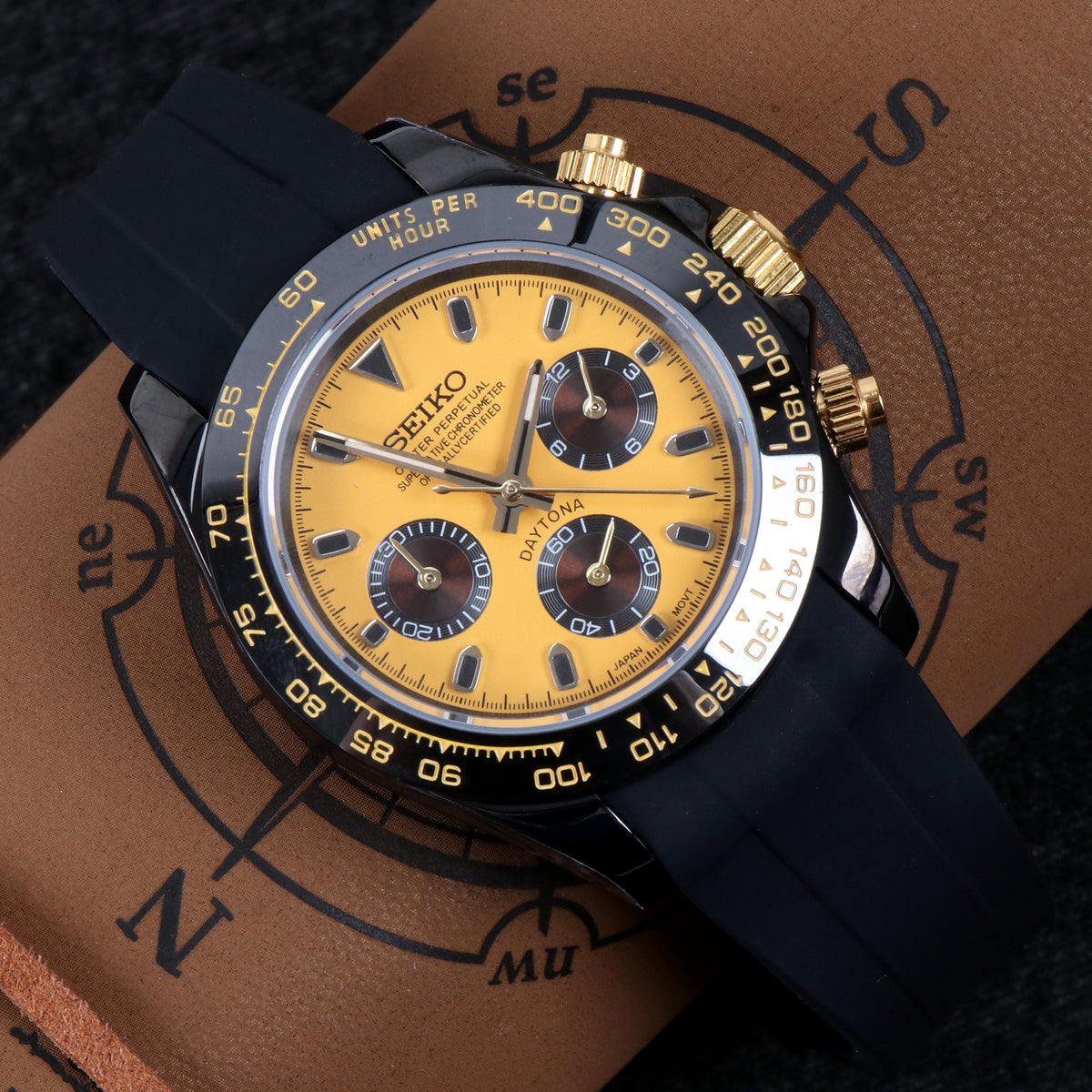 Custom Seiko Yellow Racing Speed Chronograph Mod Watch