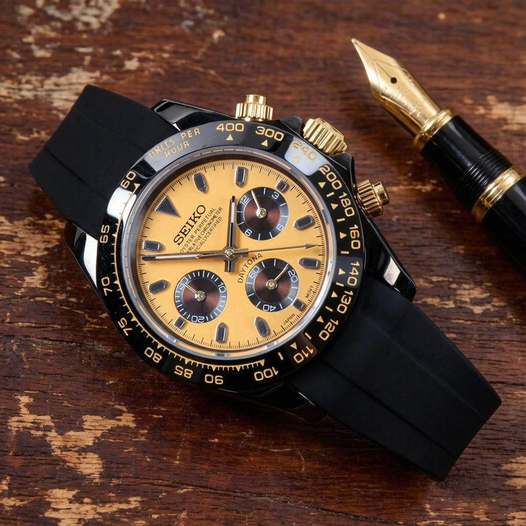 Custom Seiko Yellow Racing Speed Chronograph Mod Watch