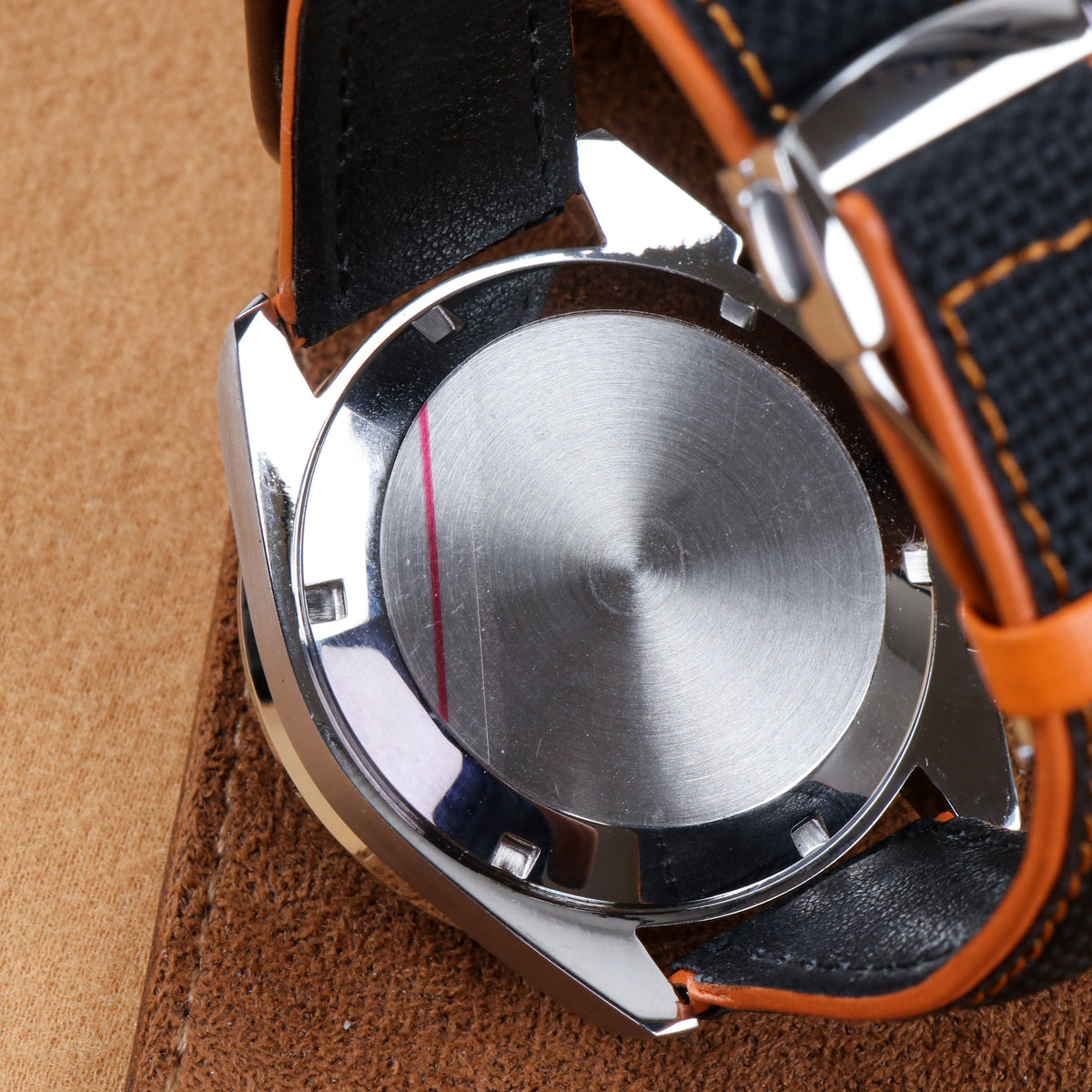 Custom Seiko Black Orange Chronograph Mod Watch