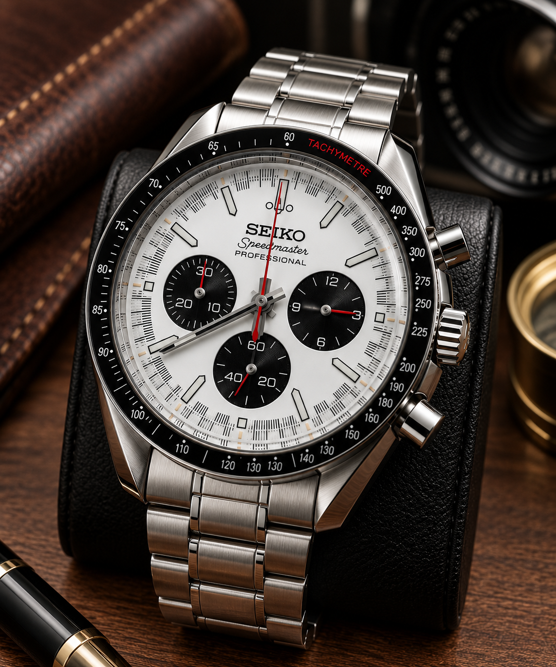 Custom Seiko Mod Speed Silver Panda Textured Watch