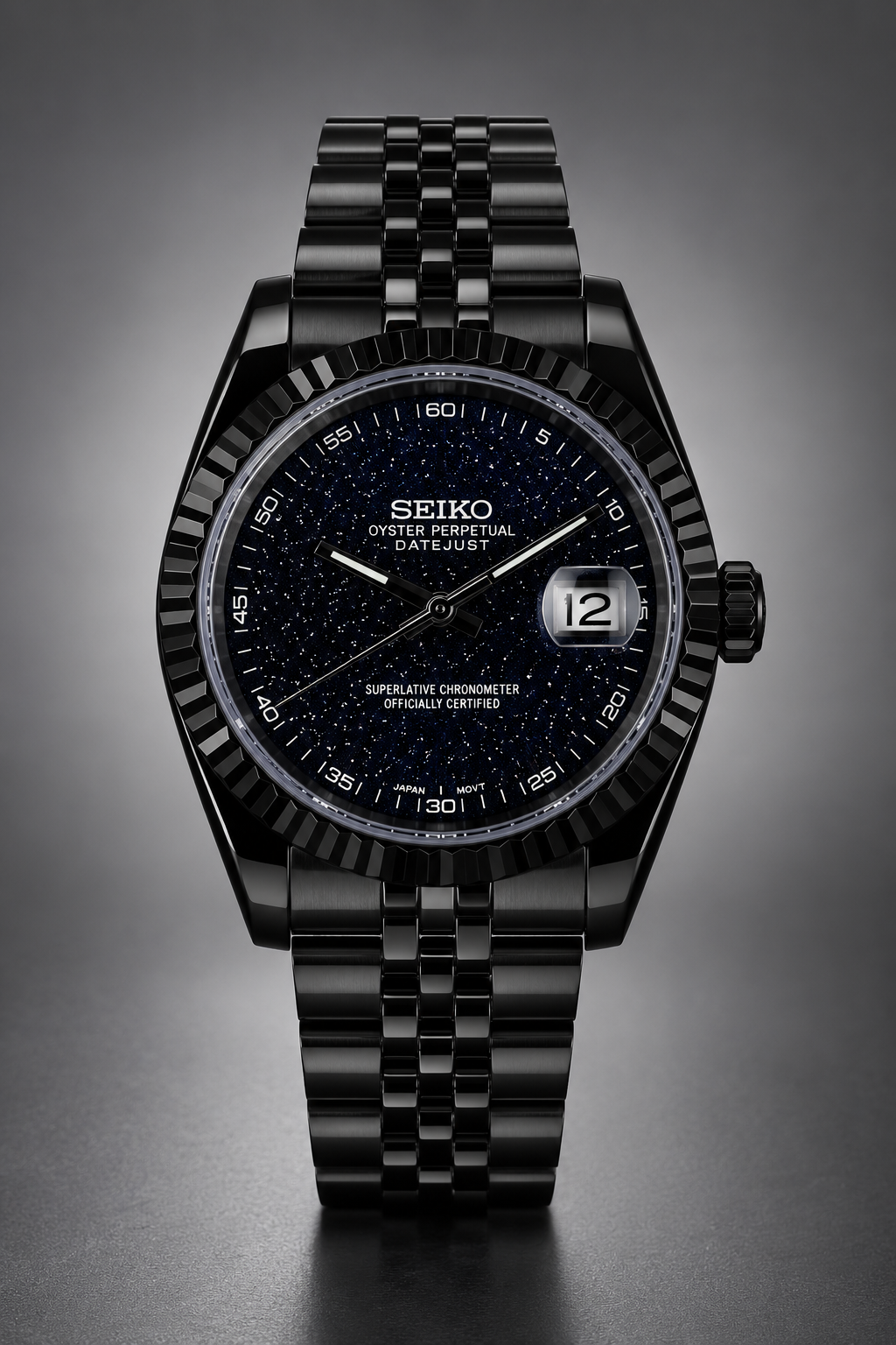 Custom Seiko Black Starry Automatic Mod Watch