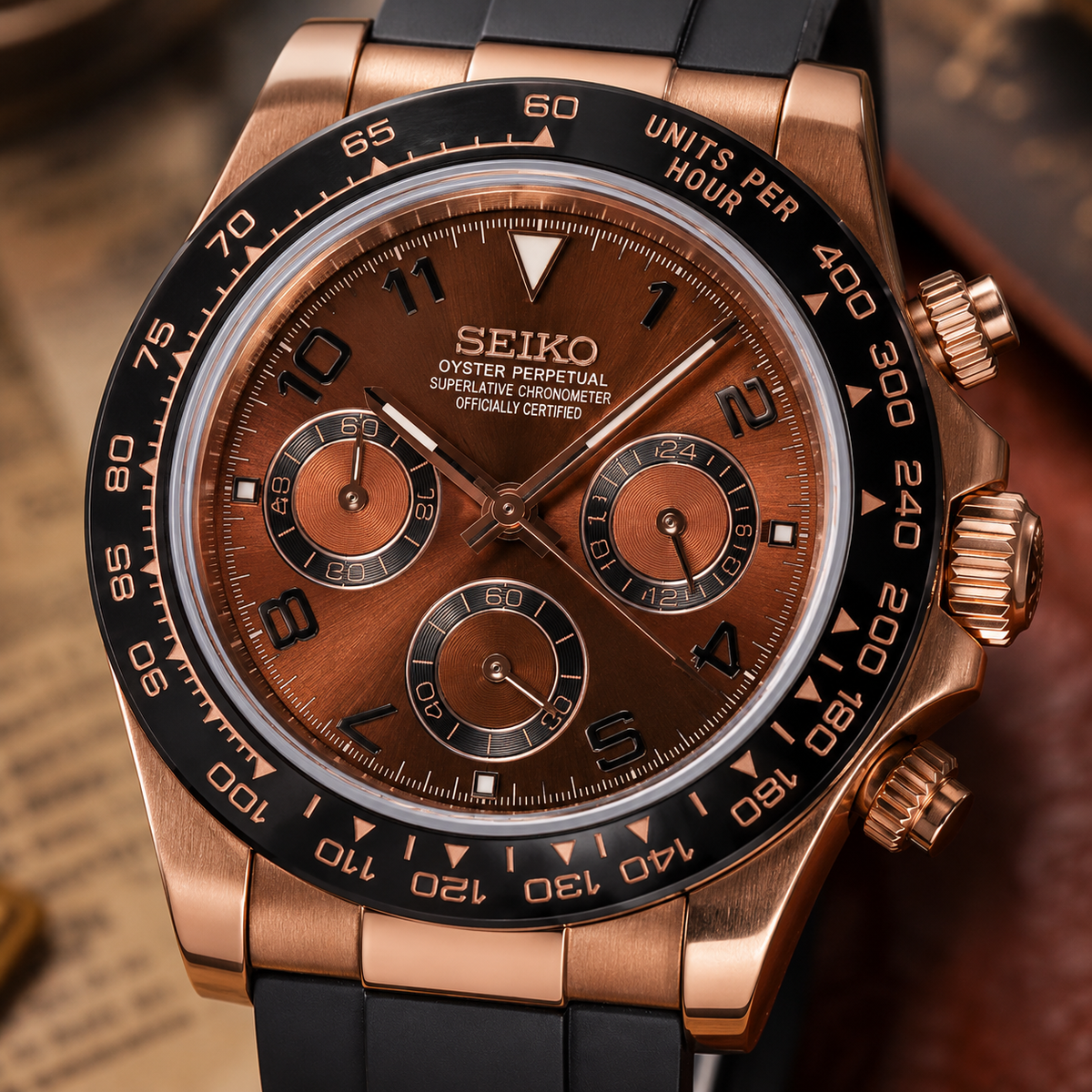 Custom Seiko Chocolate Racing Chronograph Mod Watch