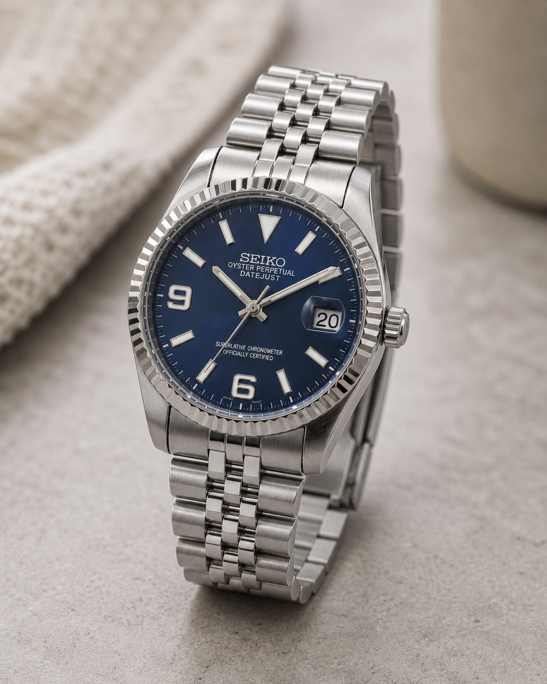 Custom Seiko Classic Navy Speed Mod Watch