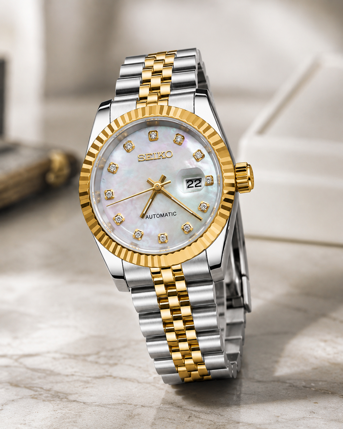 Custom Seiko Classic Pearl Automatic Speed Mod Watch
