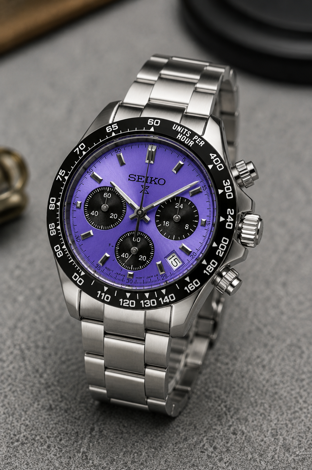 Custom Seiko Lavender Racing Chronograph Mod Watch