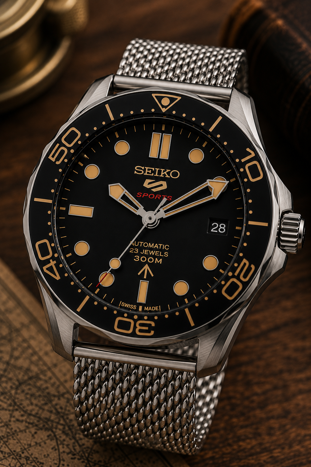 Custom Seiko JB Silver Date Display Racing Automatic Mod Watch