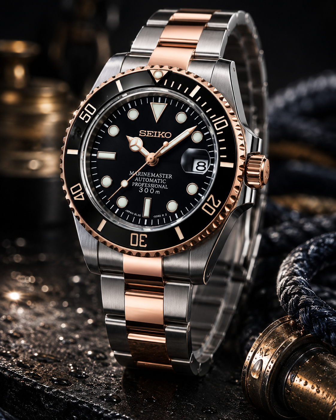 Custom Seiko Rose Gold Racing Automatic Mod Watch