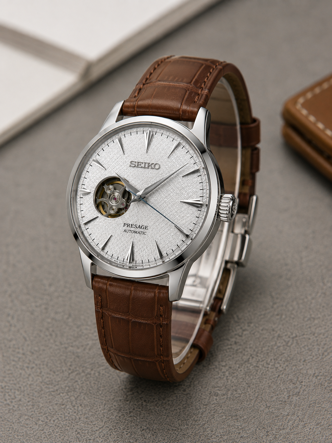 Custom Seiko White Open Heart Racing Automatic Mod Watch