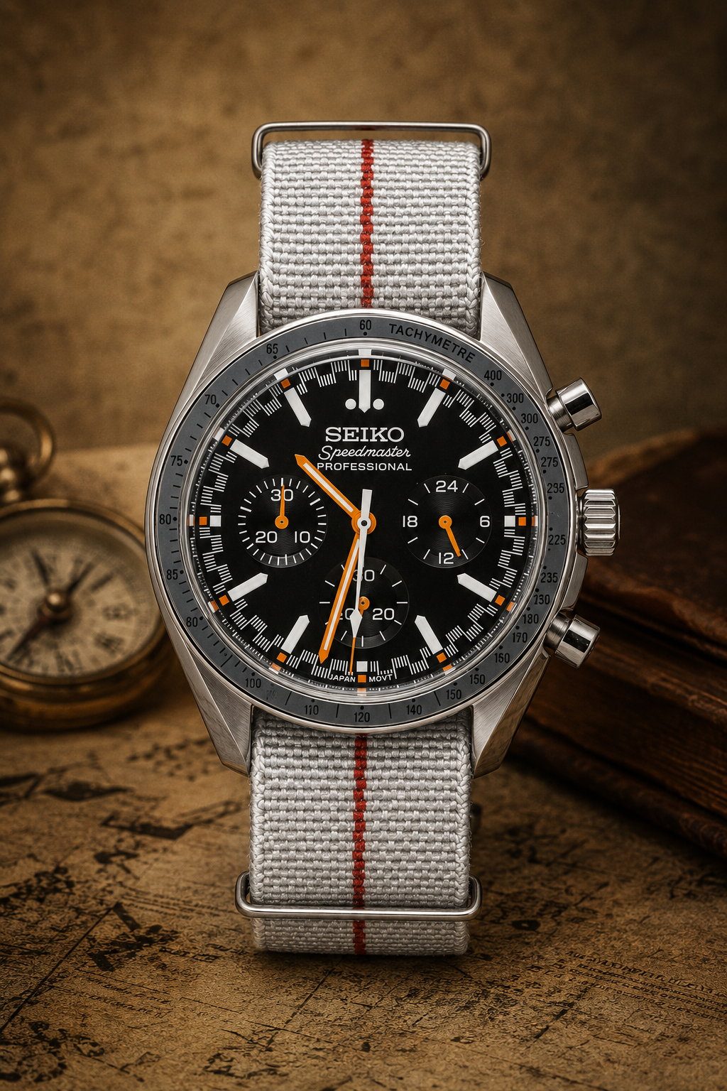 Custom Seiko Mod Speed Black White Watch