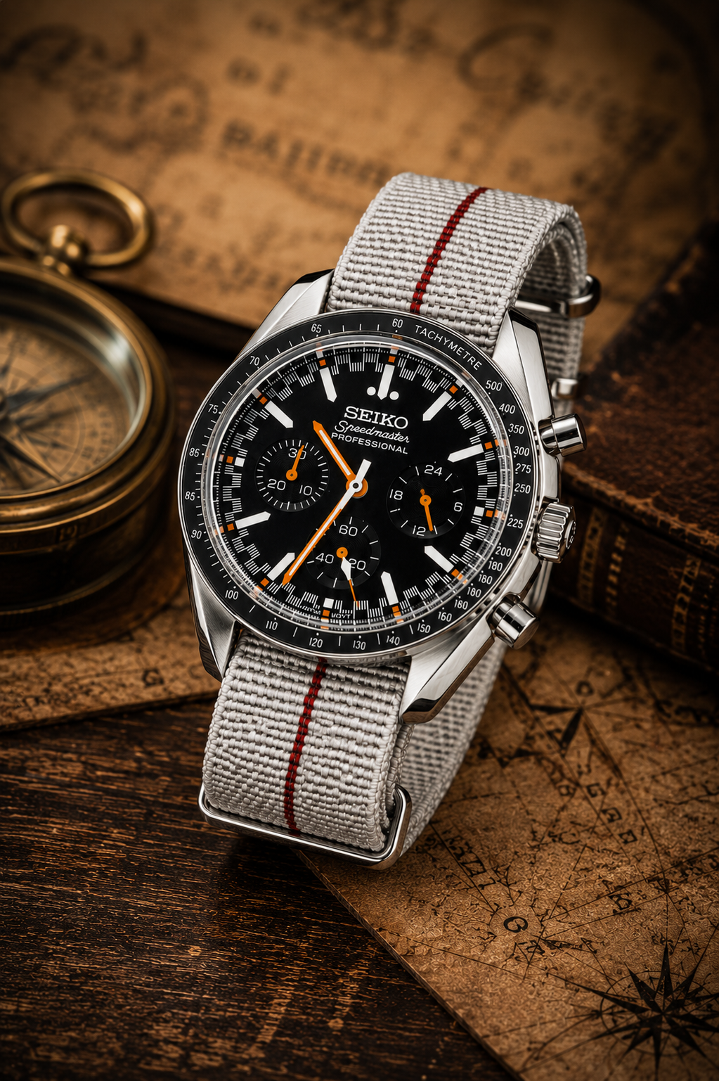 Custom Seiko Mod Speed Black White Watch