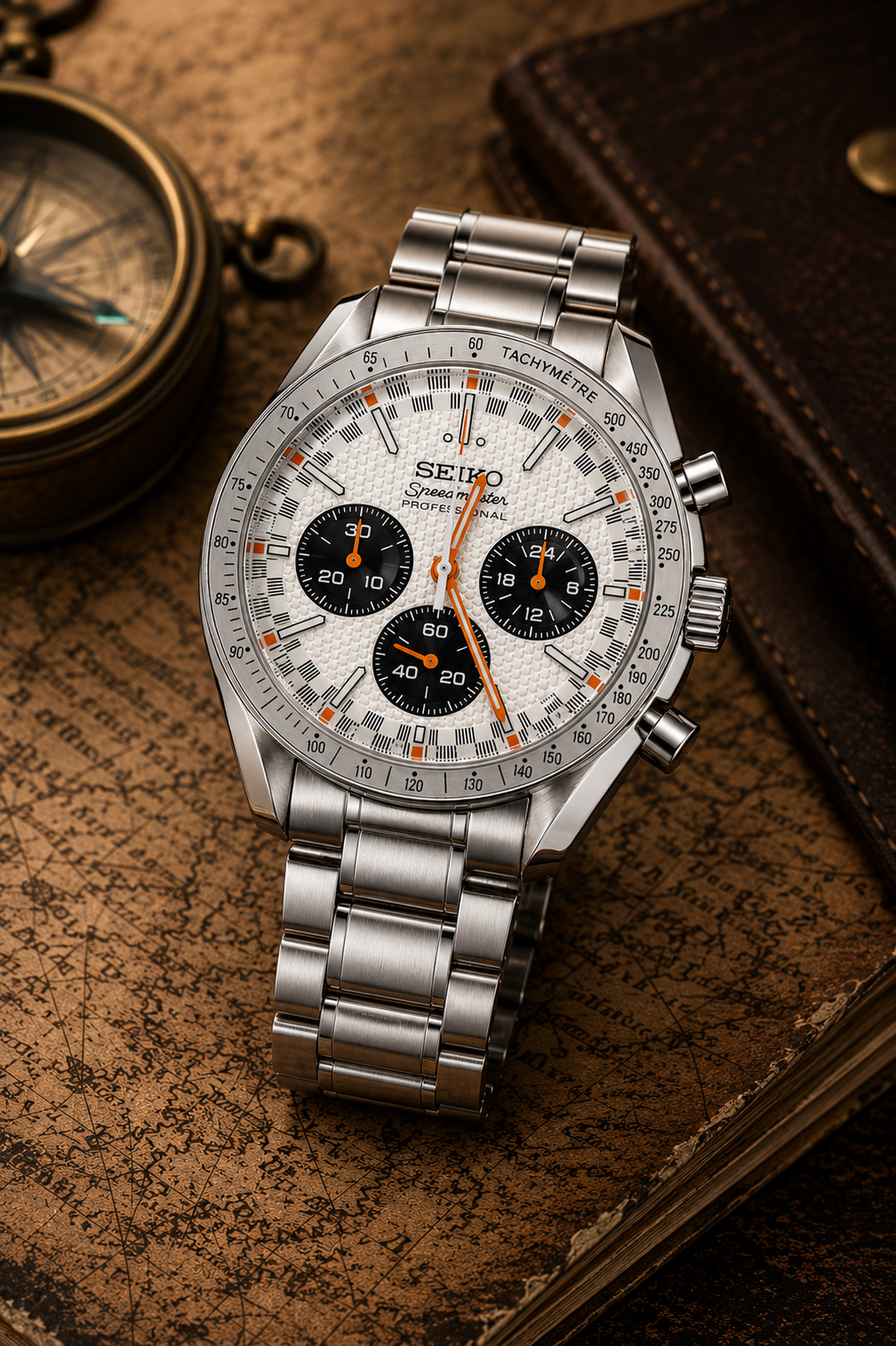 Custom Seiko Mod Speed White Panda Textured Watch