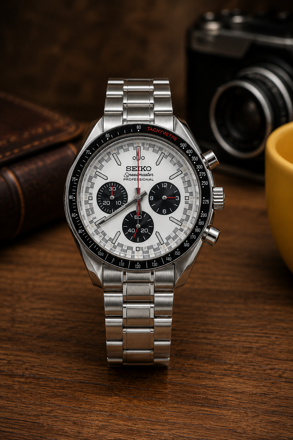 Custom Seiko Mod Speed Silver Panda Textured Watch