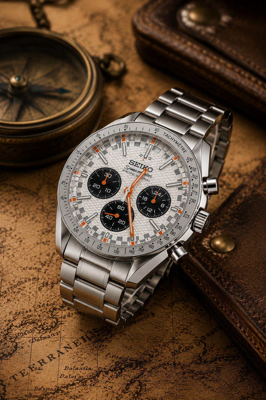 Custom Seiko Mod Speed White Panda Textured Watch