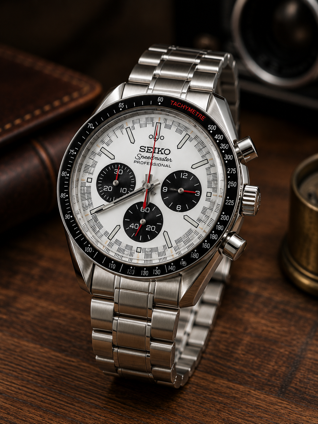 Custom Seiko Mod Speed Silver Panda Textured Watch