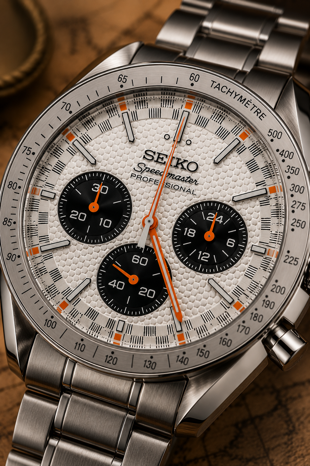 Custom Seiko Mod Speed White Panda Textured Watch