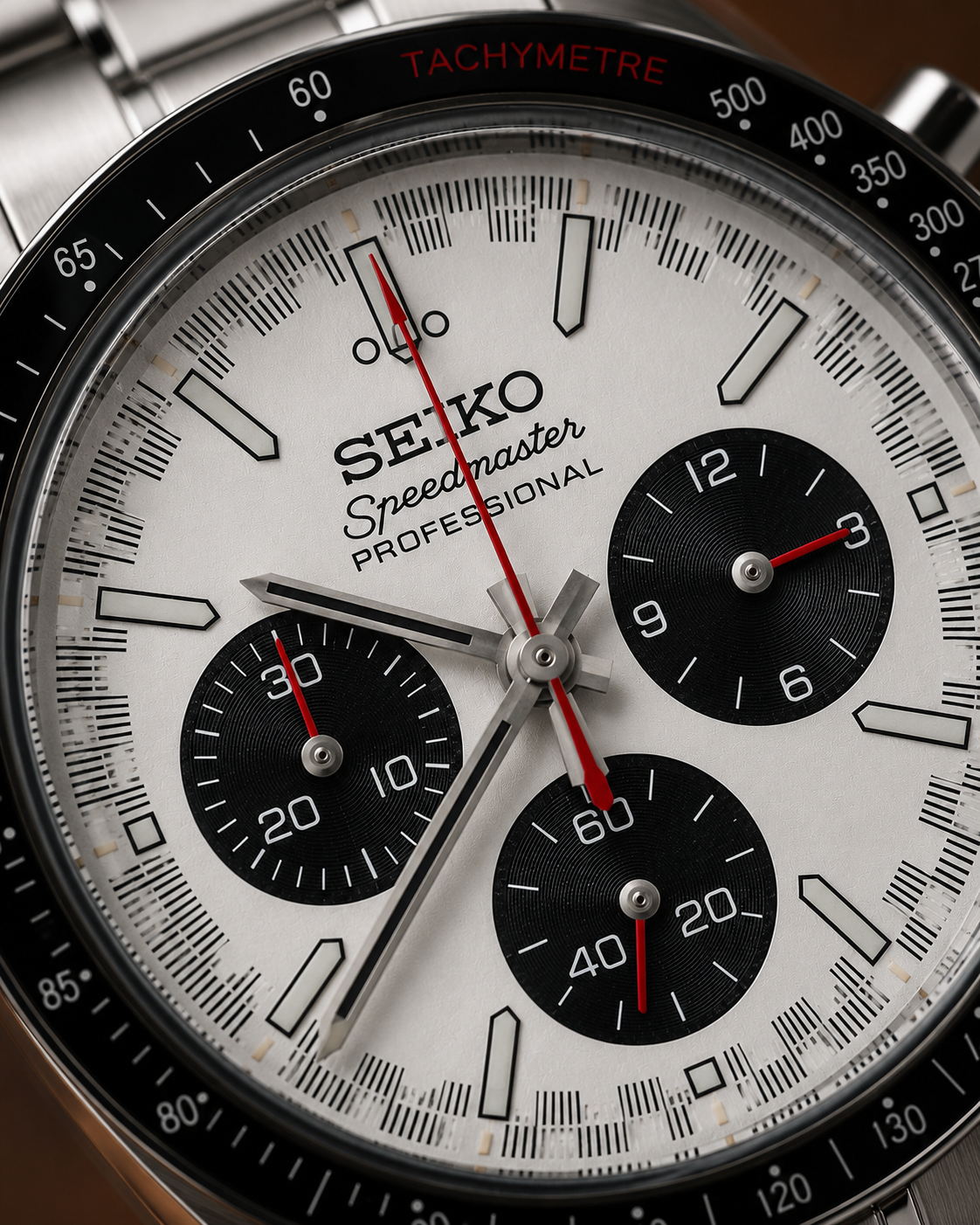 Custom Seiko Mod Speed Silver Panda Textured Watch