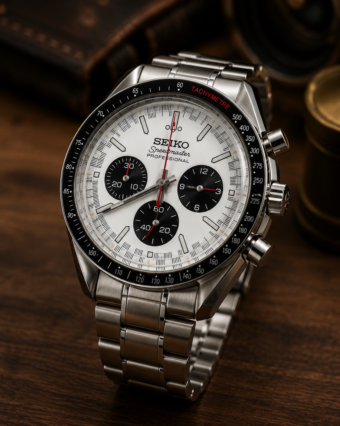 Custom Seiko Mod Speed Silver Panda Textured Watch