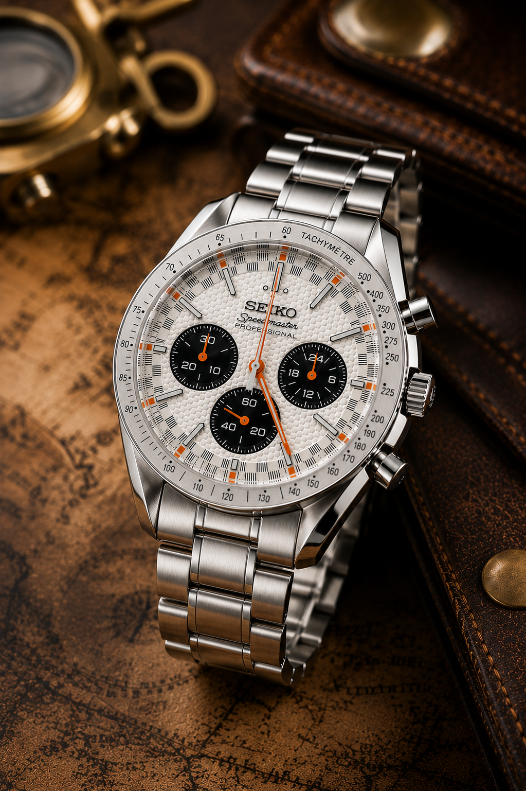 Custom Seiko Mod Speed White Panda Textured Watch