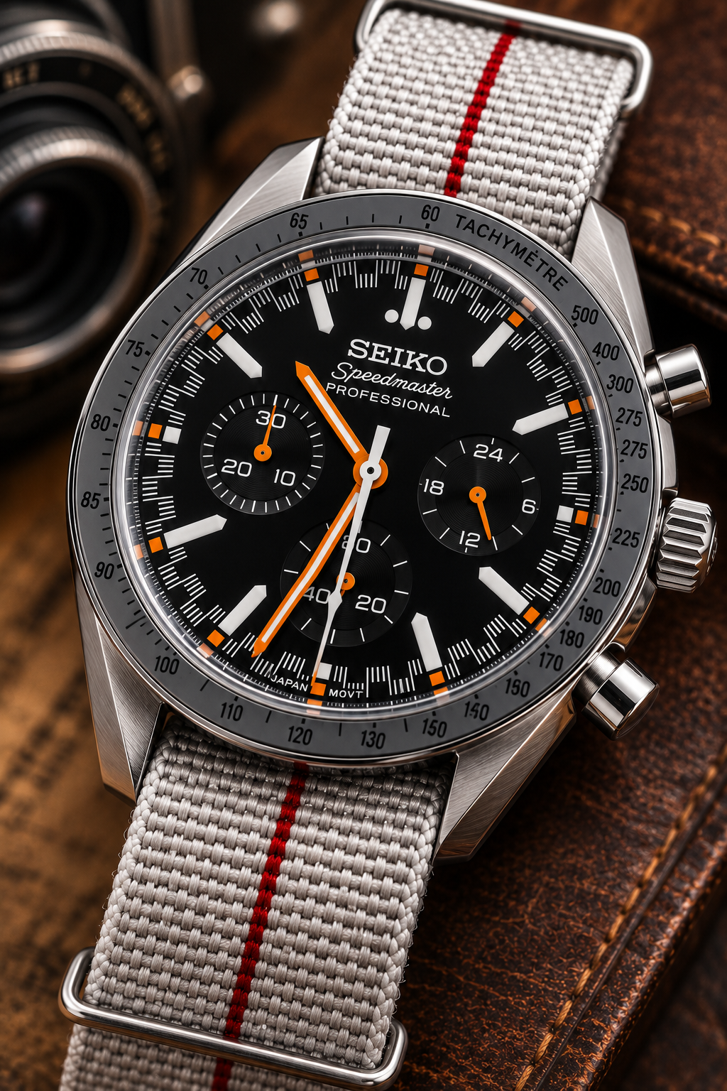 Custom Seiko Mod Speed Black White Watch
