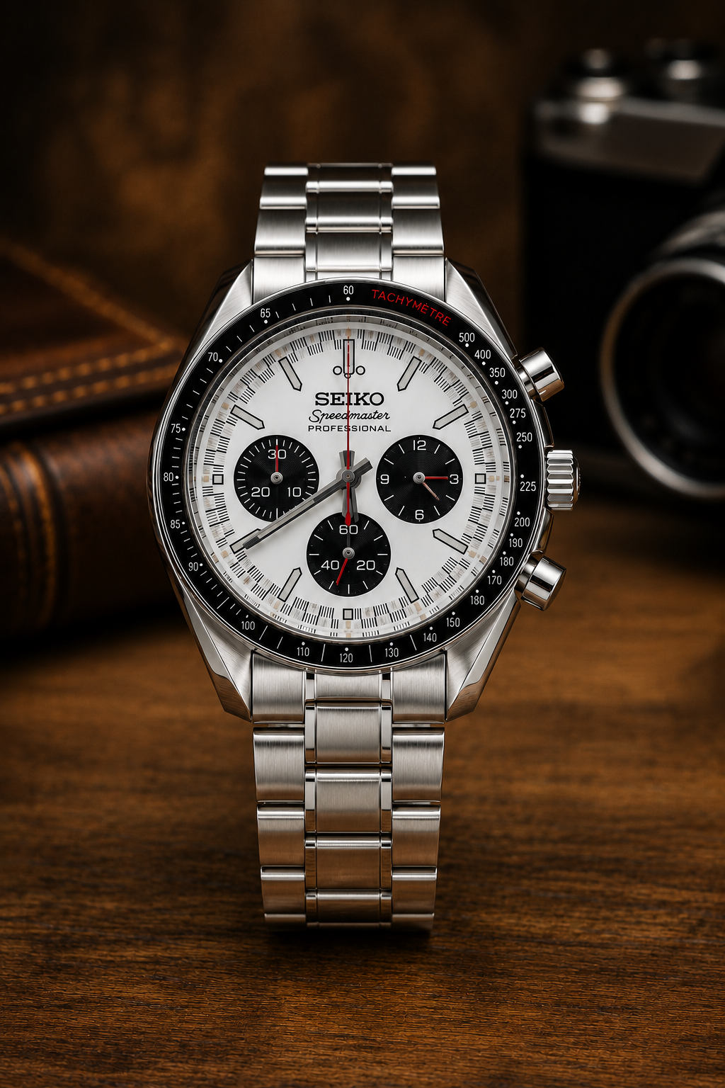 Custom Seiko Mod Speed Silver Panda Textured Watch