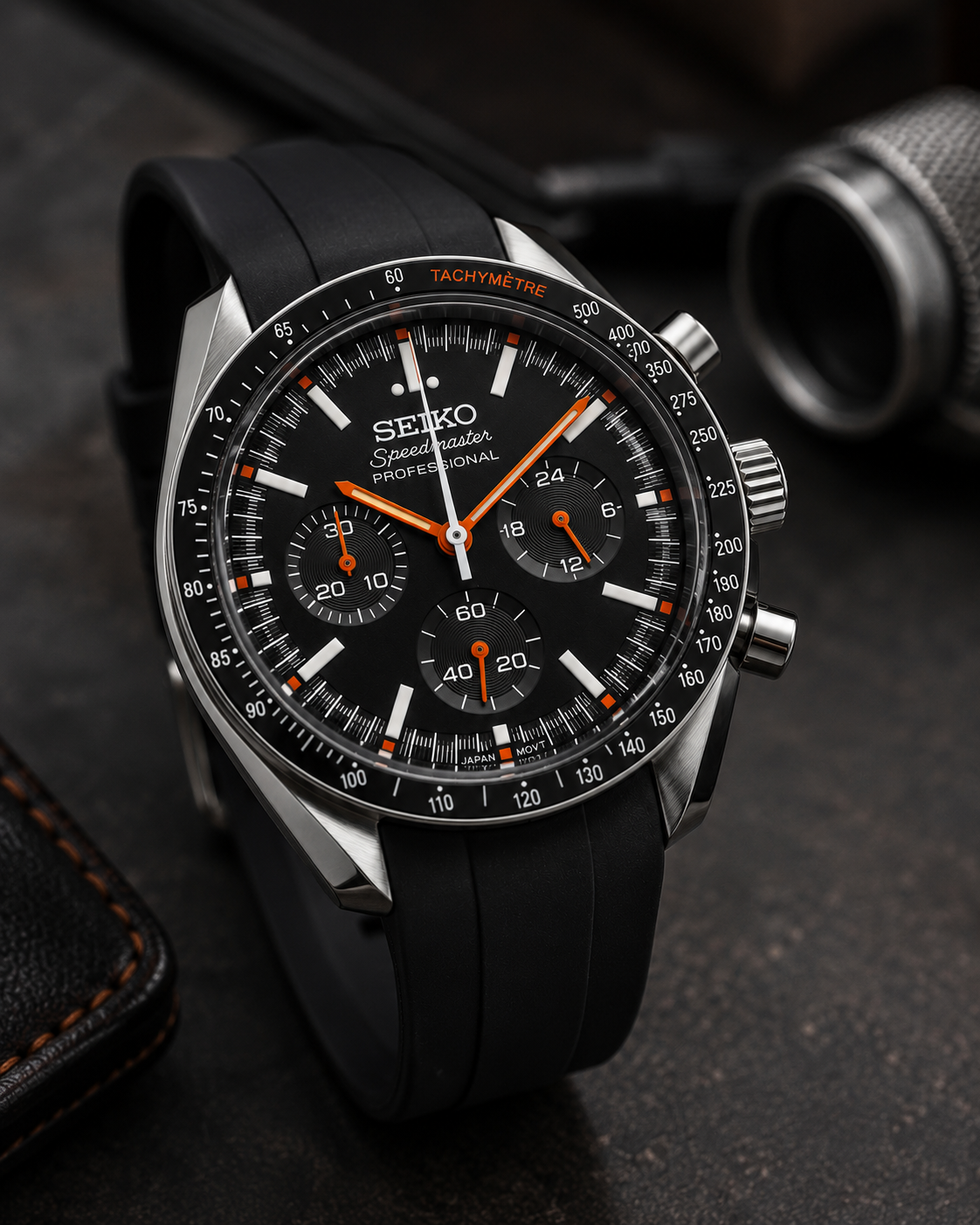 Custom Seiko Mod Speed Black Orange Watch