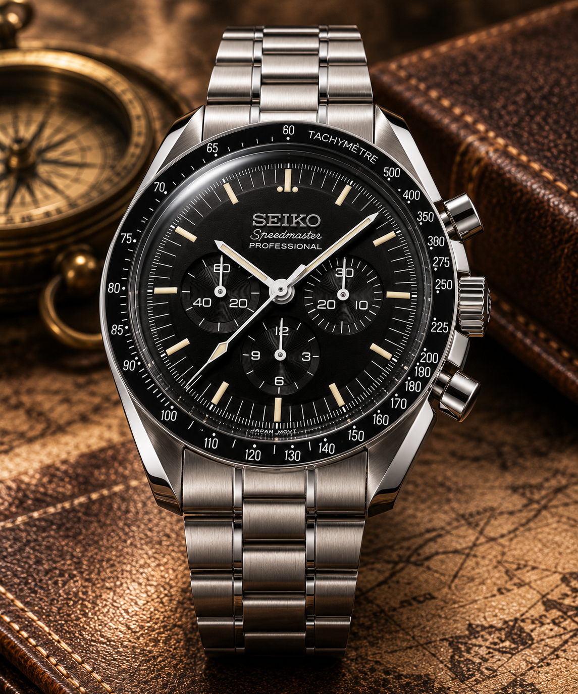 Custom Seiko Mod Speed Black Silver Watch