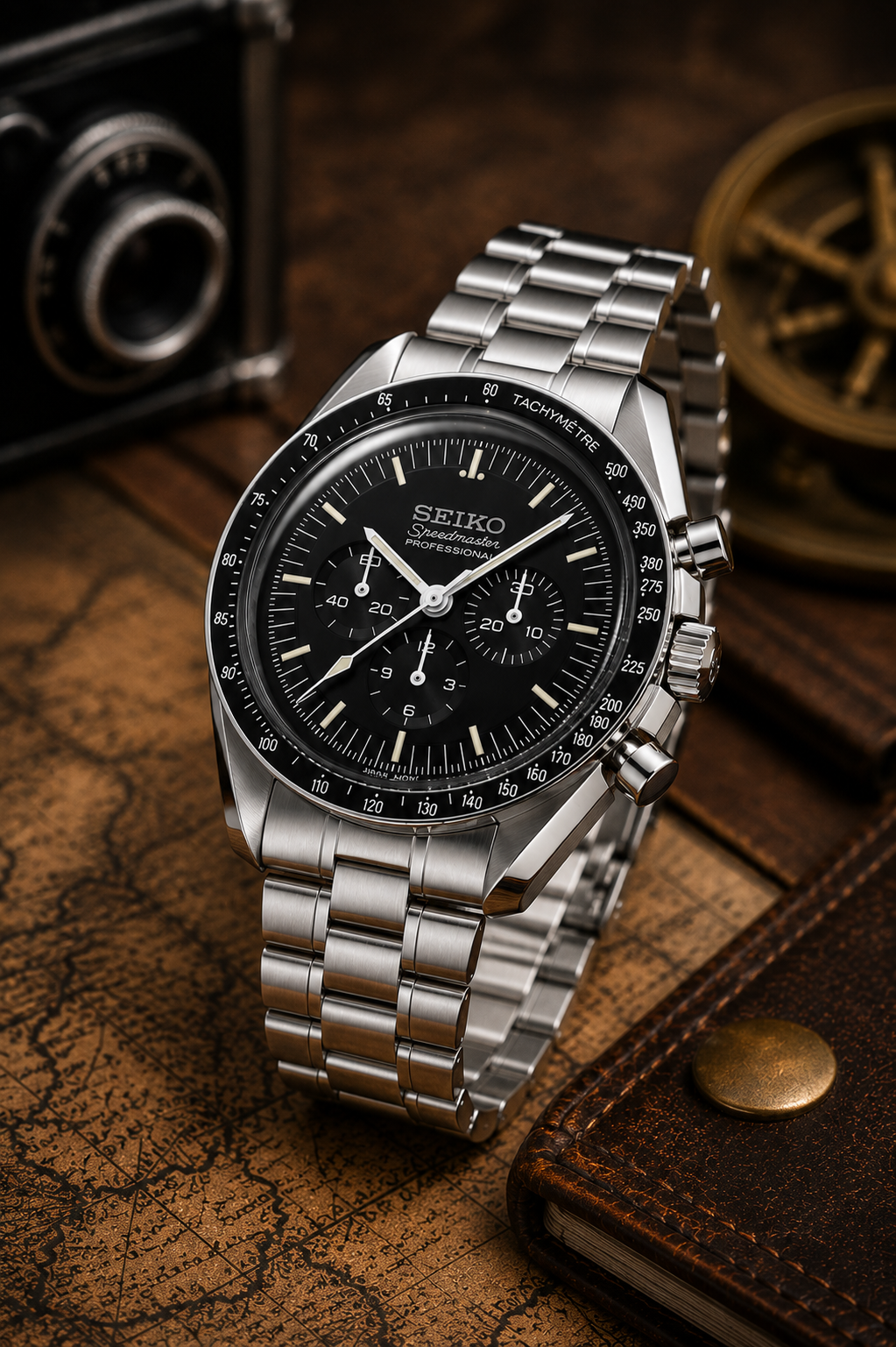 Custom Seiko Mod Speed Black Silver Watch