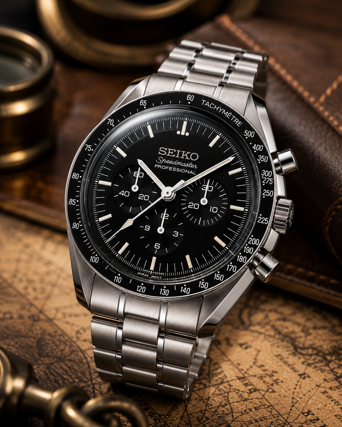 Custom Seiko Mod Speed Black Silver Watch
