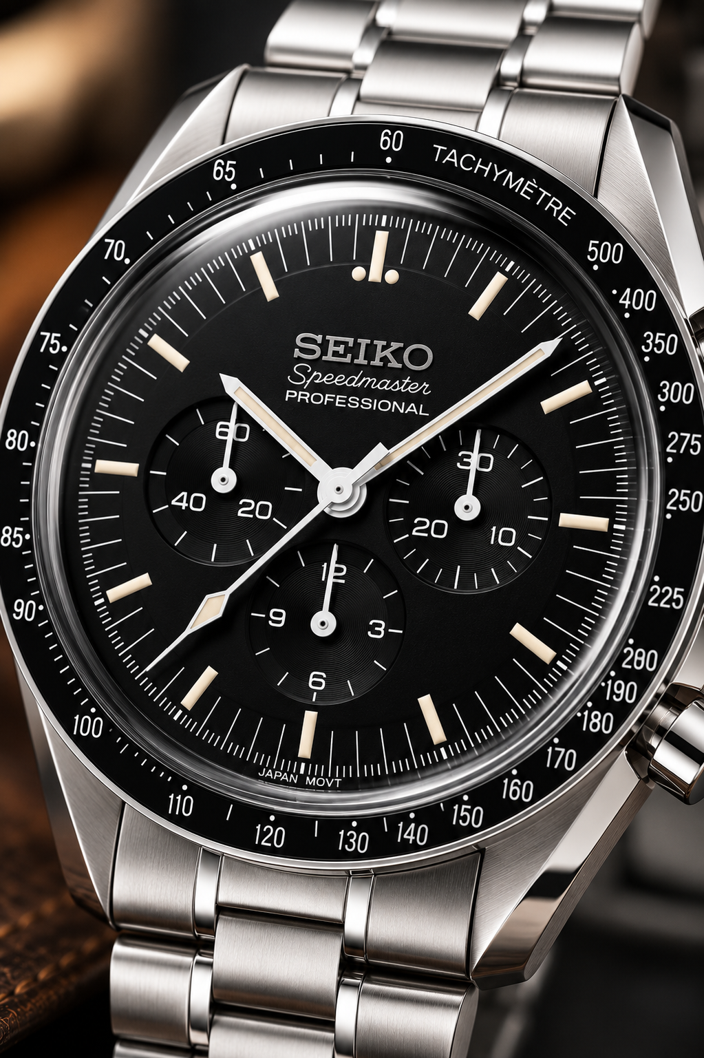 Custom Seiko Mod Speed Black Silver Watch