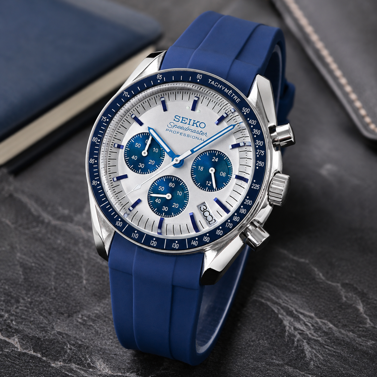Custom Seiko Blue Racing Chronograph Mod Watch