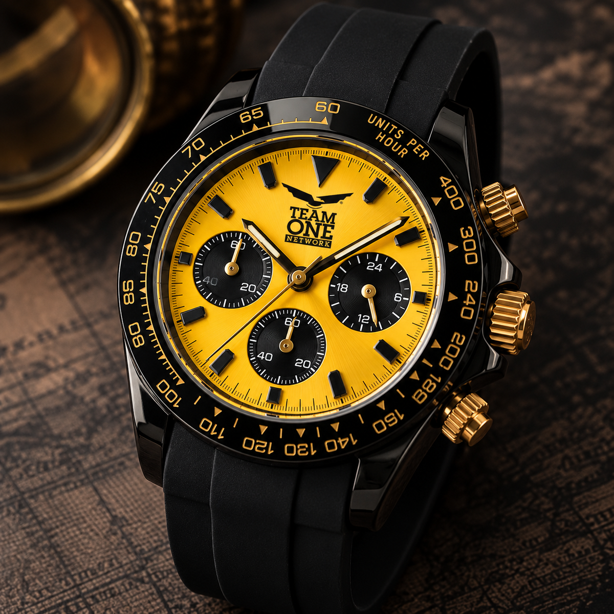 Customized logo Network Yellow Speed Chronograph Mod Watch