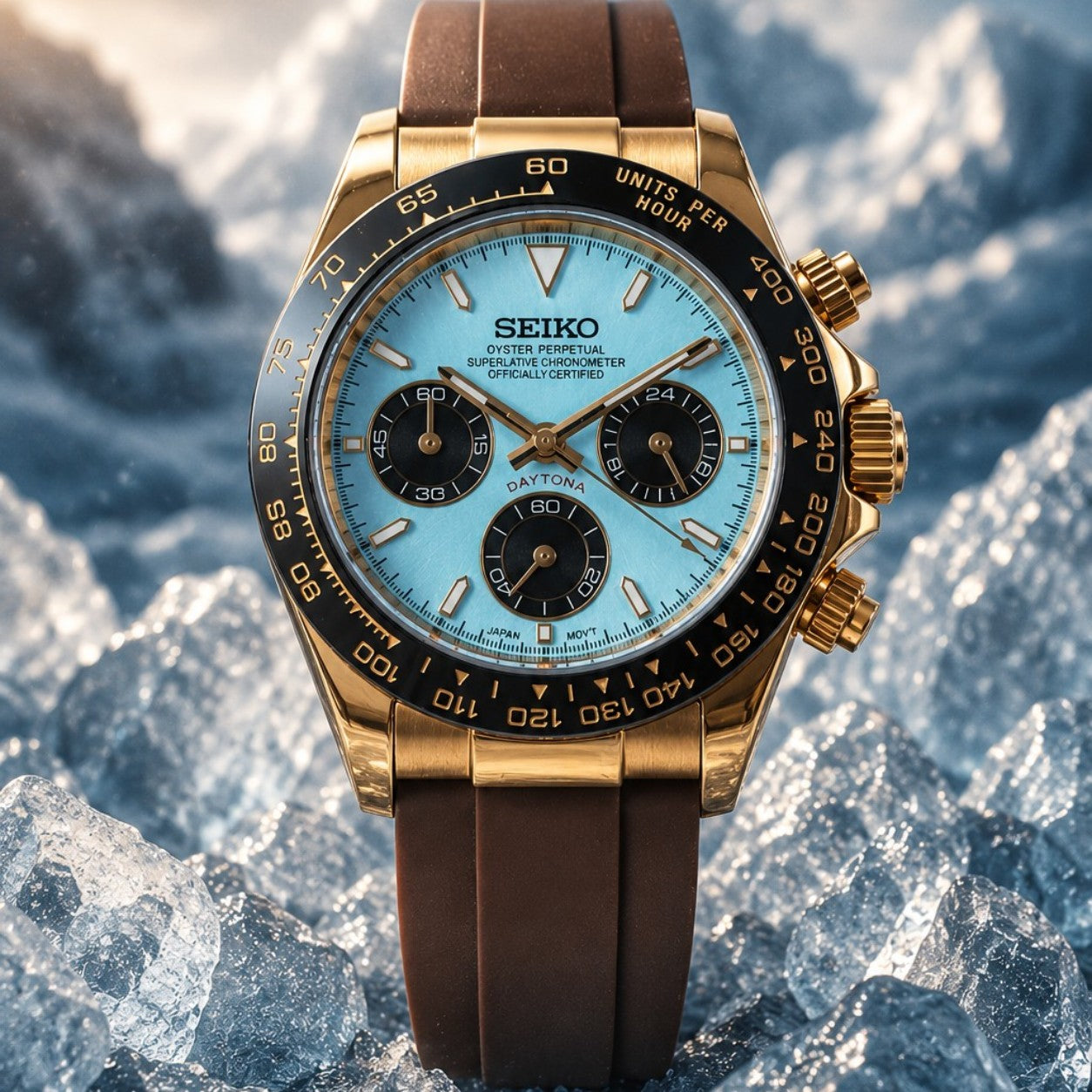 Custom Seiko Mod Ice Brown Speed Watch