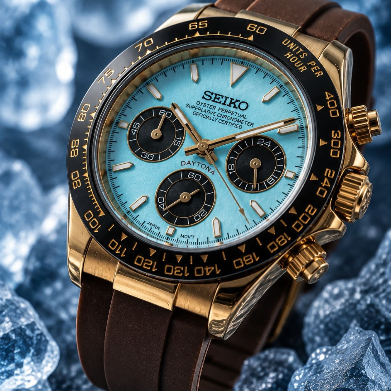 Custom Seiko Mod Ice Brown Speed Watch