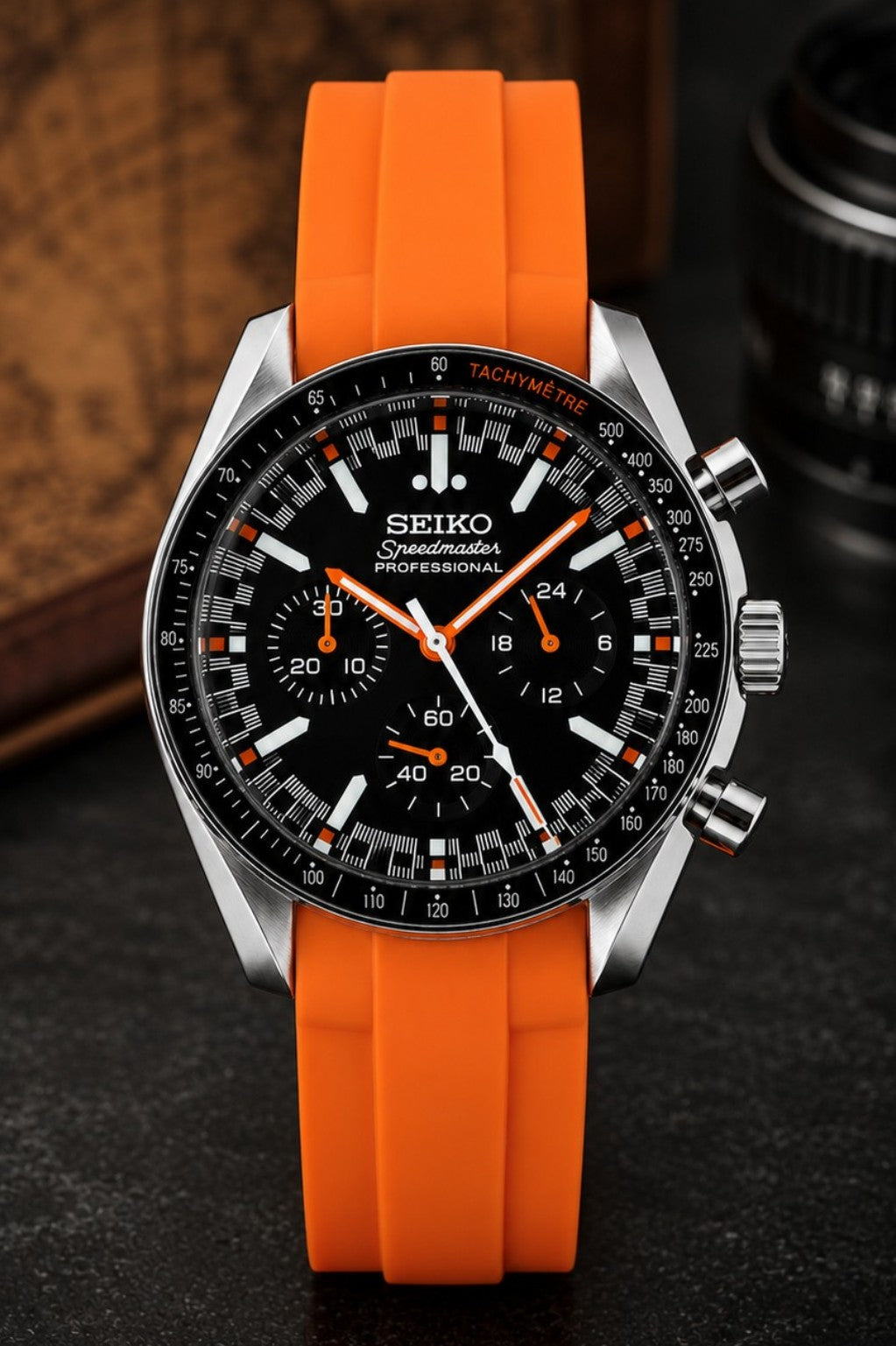 Custom Seiko Orange Racing Chronograph Mod Watch