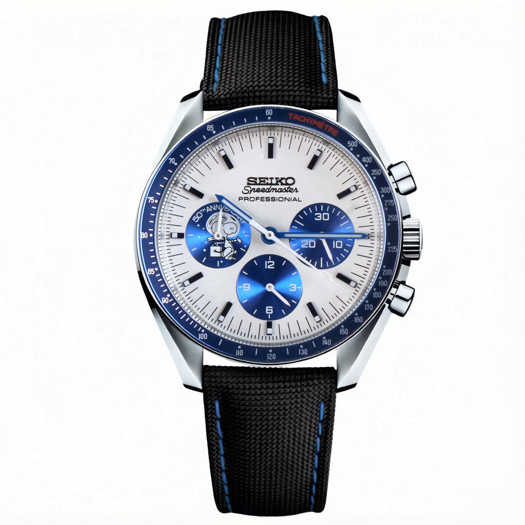 Custom Seiko Mod Blue Snoopy Speed Watch