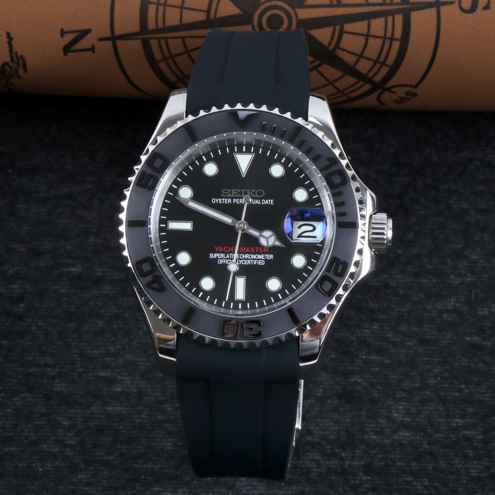 Custom Full Black Yacht Automatic Mod Watch