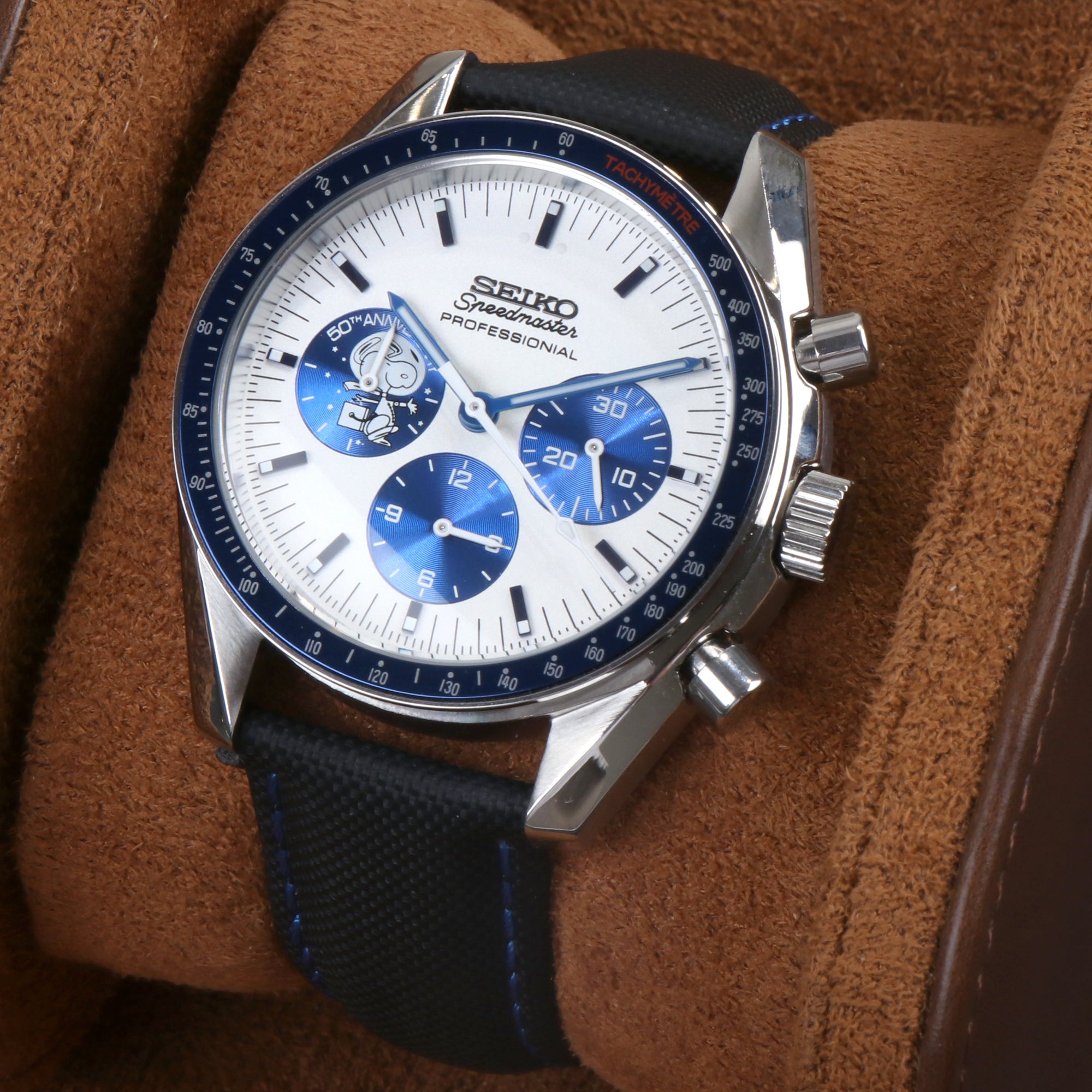 Custom Seiko Mod Blue Snoopy Speed Watch