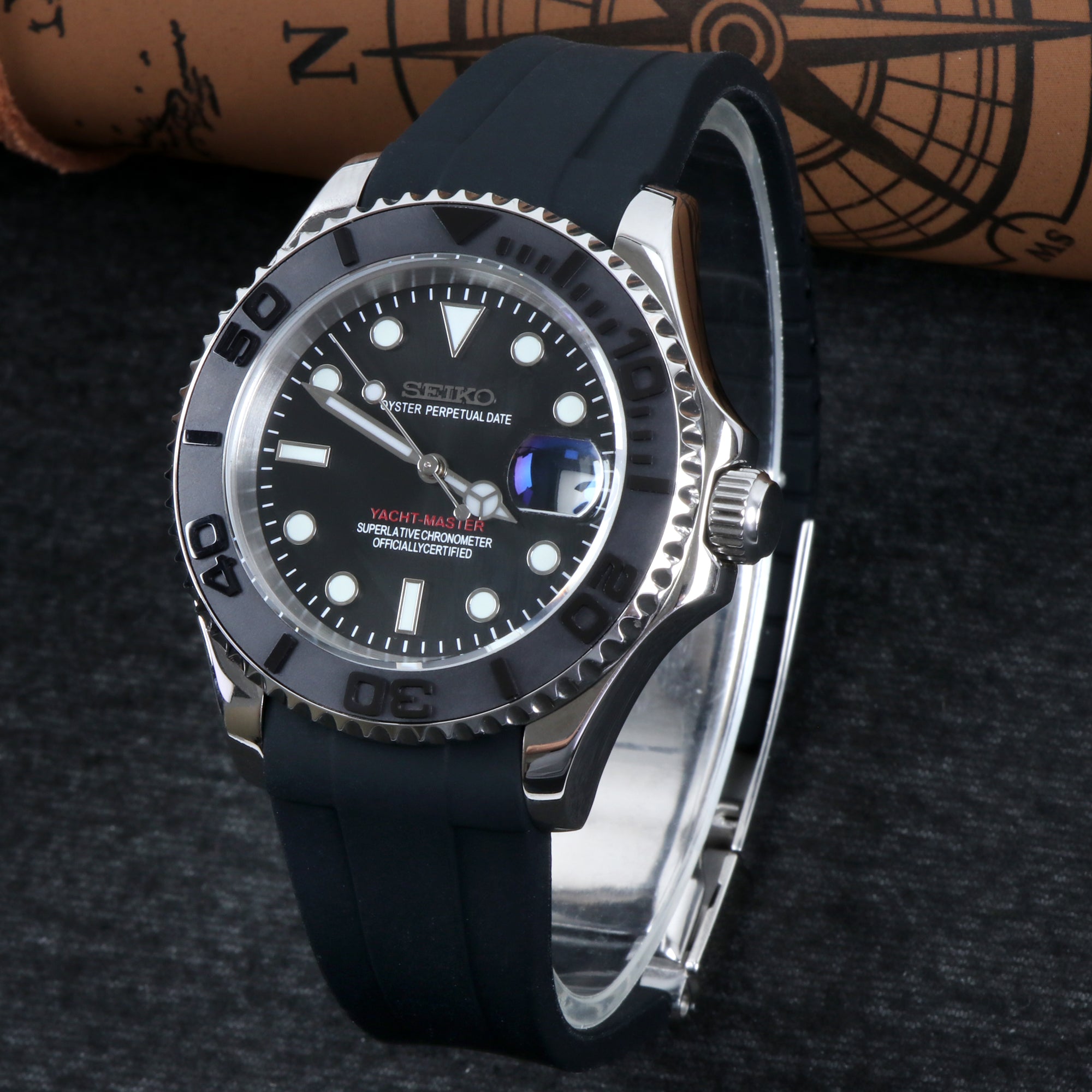 Custom Full Black Yacht Automatic Mod Watch
