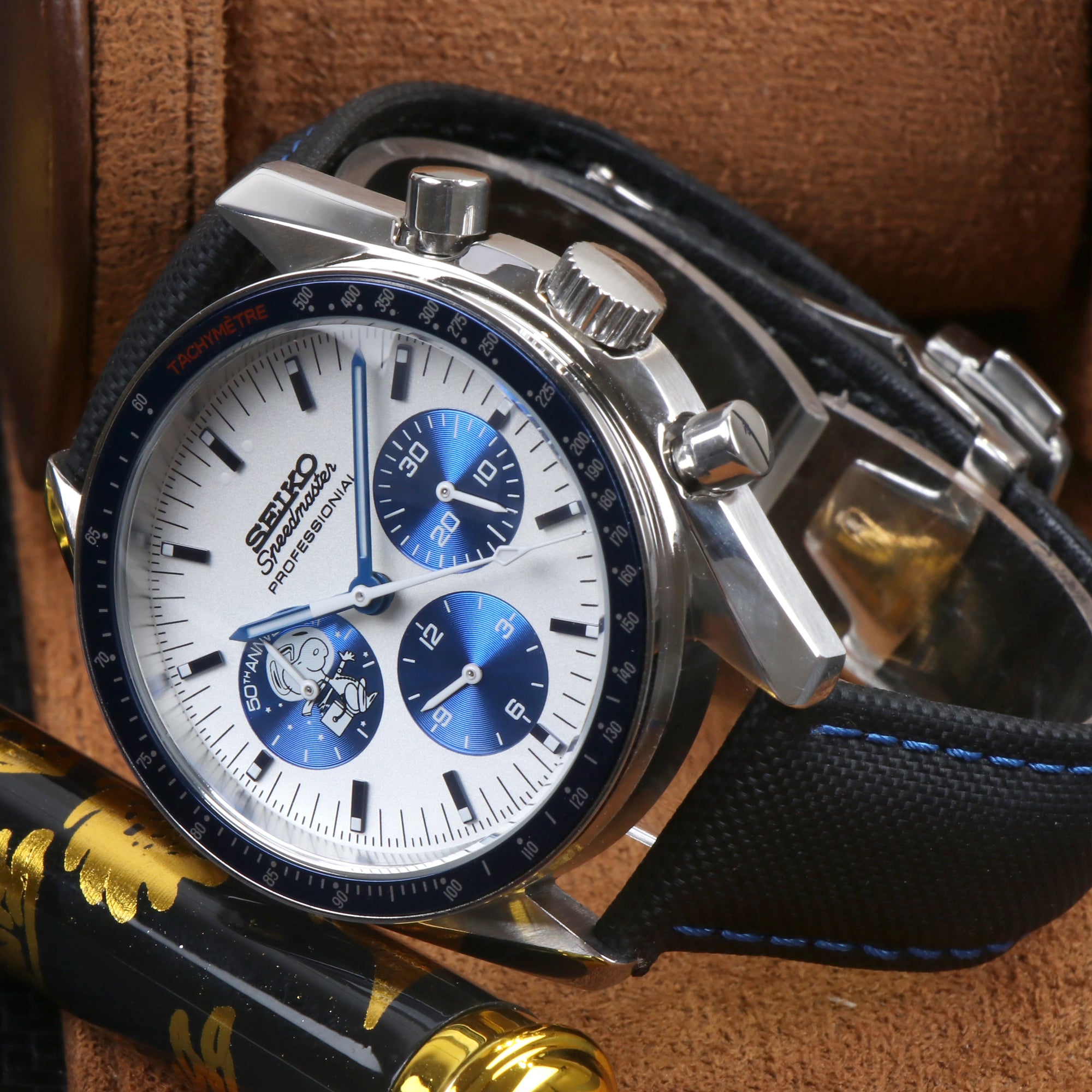 Custom Seiko Mod Blue Snoopy Speed Watch