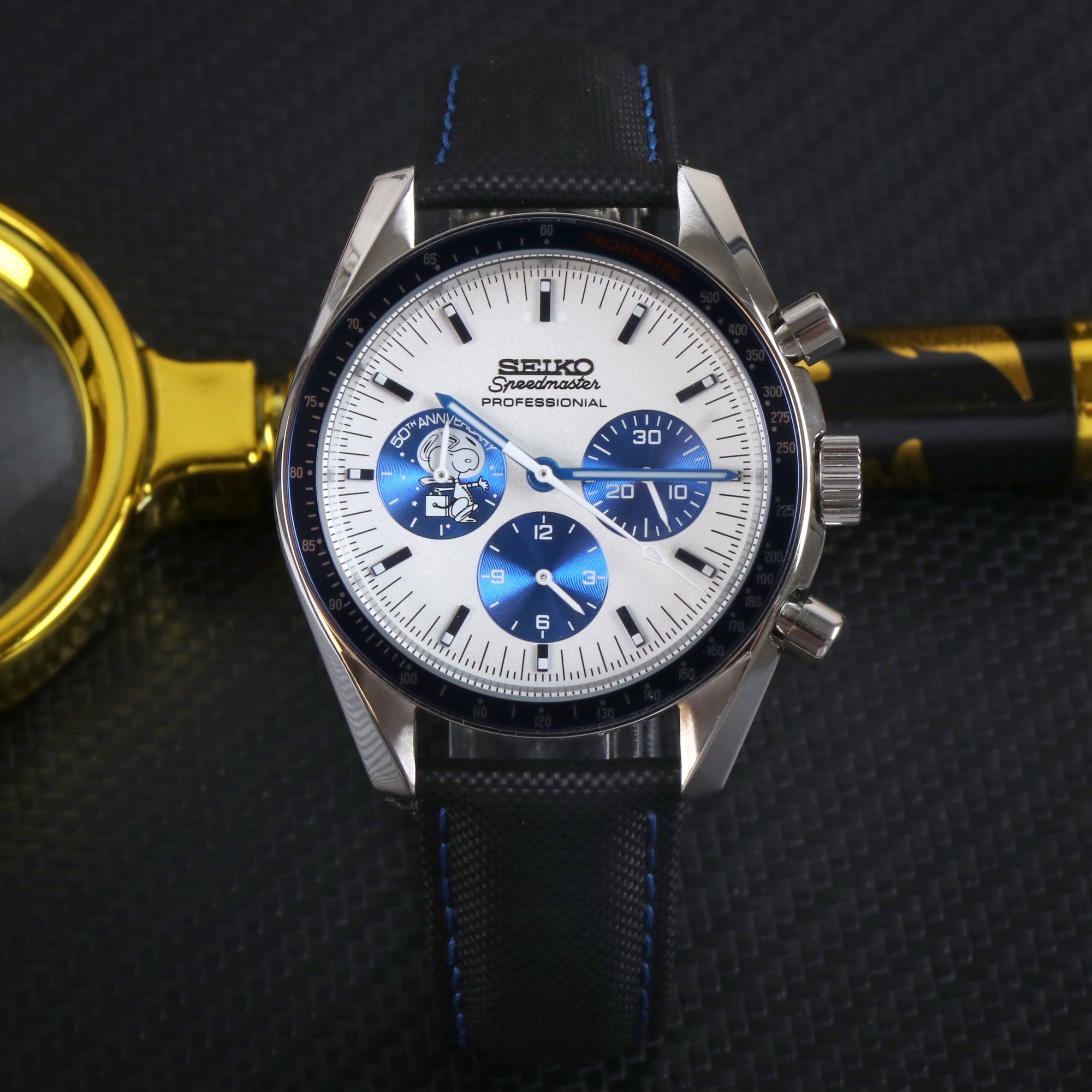 Custom Seiko Mod Blue Snoopy Speed Watch