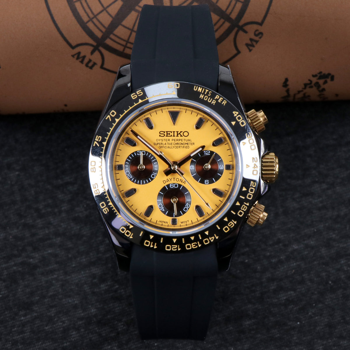 Custom Seiko Yellow Racing Speed Chronograph Mod Watch