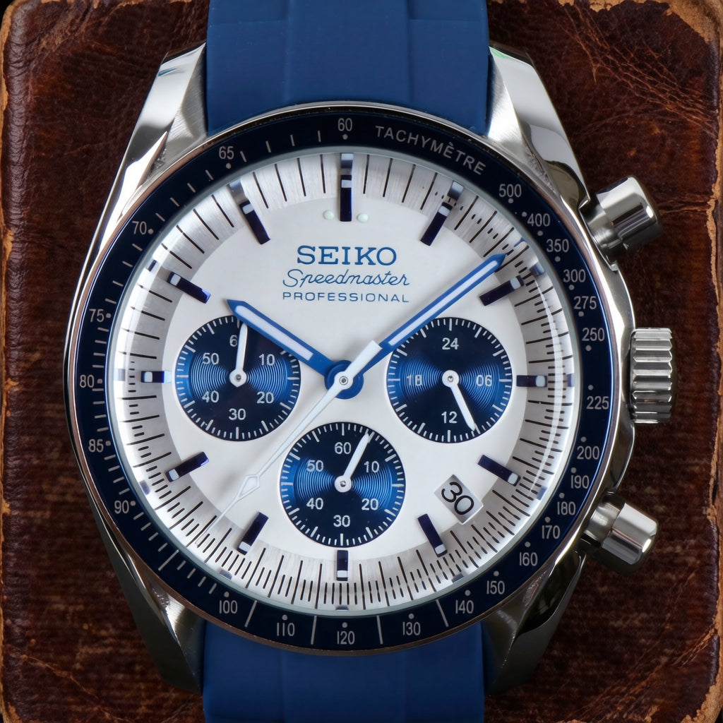 Custom Seiko Blue Racing Chronograph Mod Watch