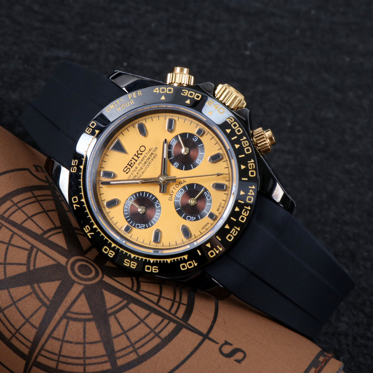 Custom Seiko Yellow Racing Speed Chronograph Mod Watch