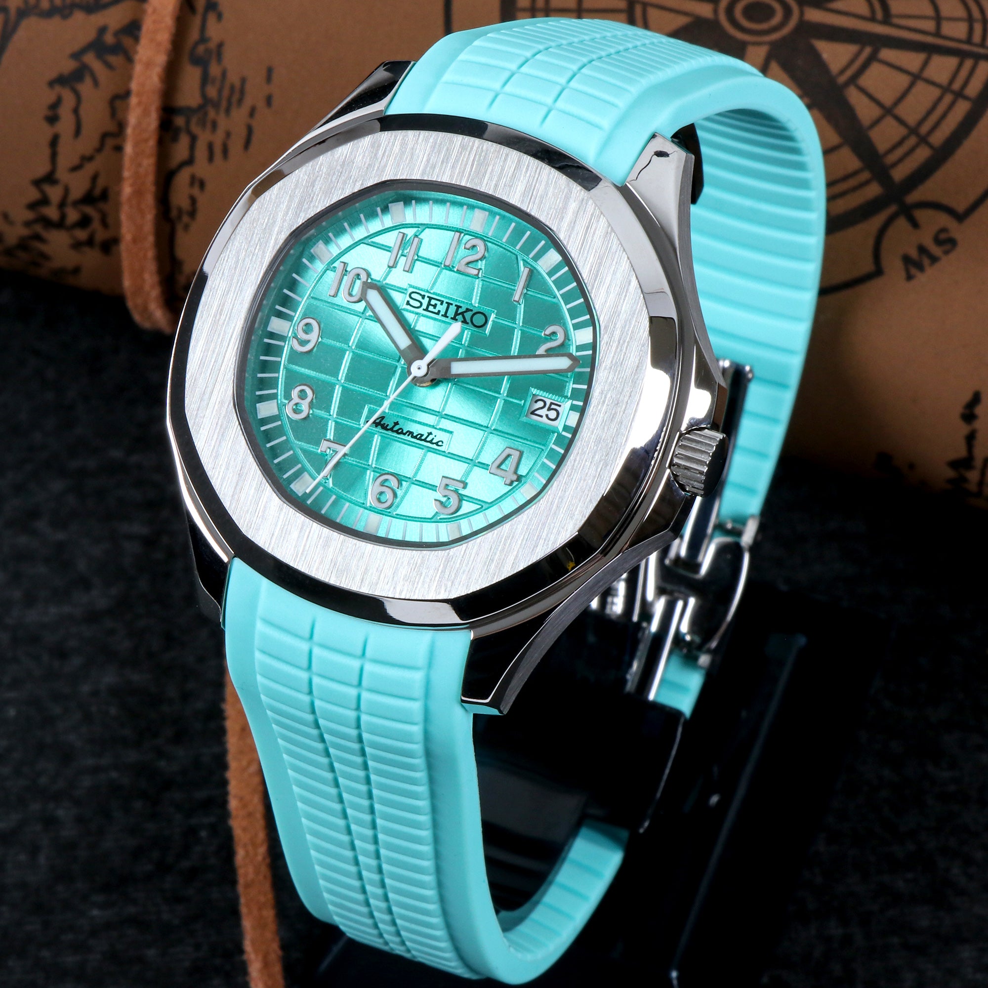 Custom Light Blue Automatic Mod Watch