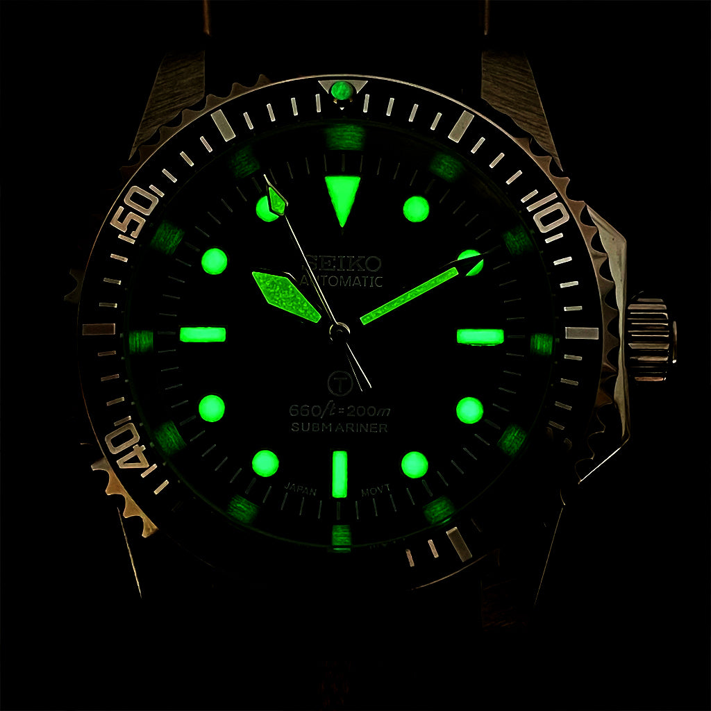 Custom Seiko Green Milsub Racing Automatic Mod Watch