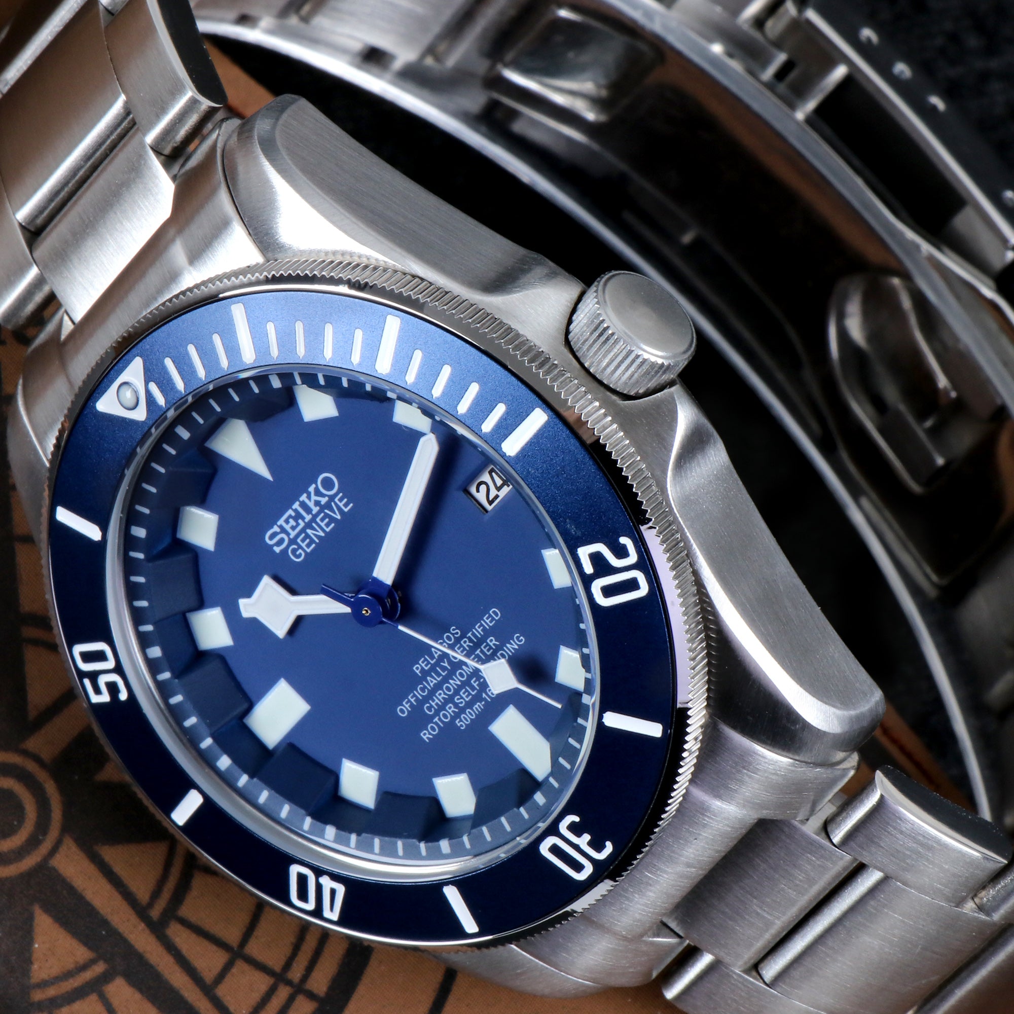 Custom Blue Tud Automatic Mod Watch