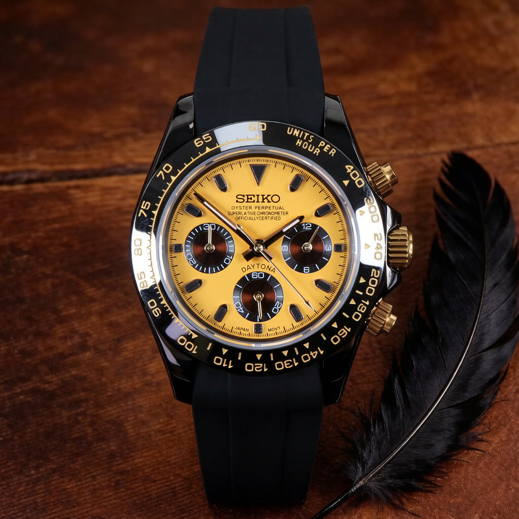 Custom Seiko Yellow Racing Speed Chronograph Mod Watch