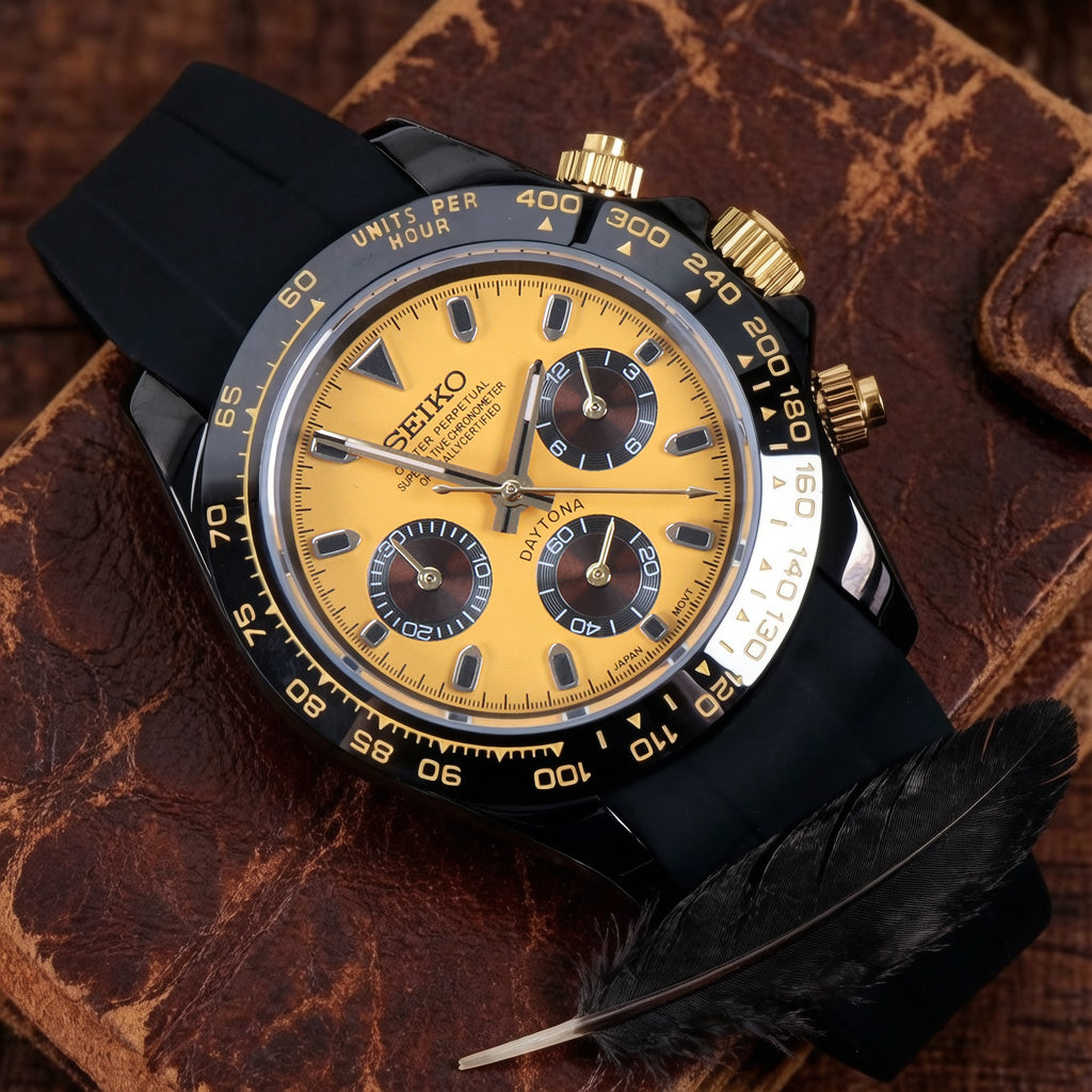 Custom Seiko Yellow Racing Speed Chronograph Mod Watch